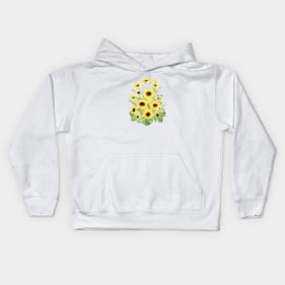 sunflowers and leaves arrangement Kids Hoodie